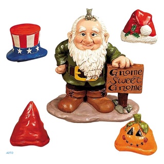 aoto - estatua enana de resina navideña con sombreros reemplazables, gnomos miniatura