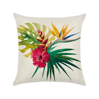 ❤Qp☏Funda de almohada cuadrada Tropical flor patrón de plantas de impresión cremallera Anti-sucia decoración del hogar funda de cojín