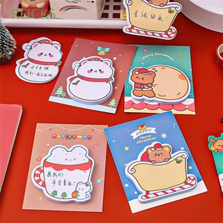 REICKS Cute Christmas Memo Pads Cartoon Sticky Notes Writing Paper School Office Supplies Snowman Kawaii 30 Sheets Stationery Self Adhesive Notepad Paper