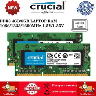 Crucial DDR3 4GB 8GB 1333/1600MHz Portátil RAM DDR3L PC3-12800S SODIMM Memoria 1066Mhz