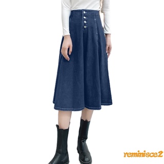 Rm-falda De Cintura Alta De color sólido Inferior para mujer con bolsillo