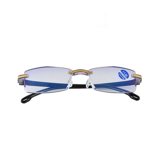 gafas de lectura sin montura de corte diamante anti-azul luz y vidrio de película azul
