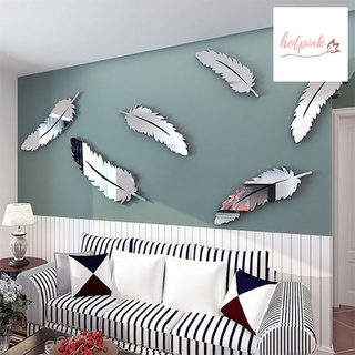 ho 8 unids/set moderno pluma acrílico espejo pared arte pegatina hogar oficina decoración regalo