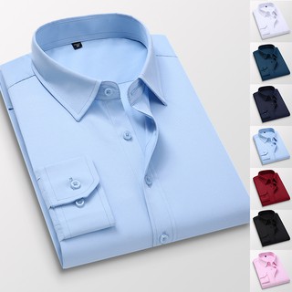 Otoño nuevo estilo de negocios de manga larga camisa de moda casual algodón slim fit no hierro delgado color sólido camisa de los hombres tendencia