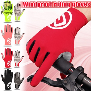 Bmqsg 1 par de guantes de dedo completo a prueba de viento/pantalla táctil antideslizante para bicicleta de carretera