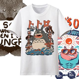 Totoro de manga corta de los hombres de la marea nacional impreso T-shirt tendencia verano de los hombres de media manga versión de ropa guapo