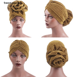 [twospecial] elegante gran flor purpurina turbante sombrero musulmán indio gorra mujeres cabeza envoltura headwear [twospecial]