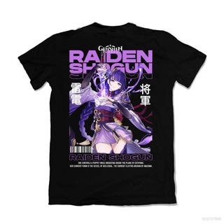 [genshin Impact]raiden Shogun Tops camiseta de manga corta cuello redondo Casual moda camiseta de alta calidad más el tamaño