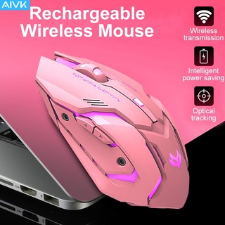 aivk ratón inalámbrico silencioso óptico rosa ratones inalámbricos portátil usb rosa ratón 2.4g recargable silencio retroiluminado ratón lindo ordenador ratón rosa silencio ratón
