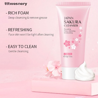 *tttwesnery* Sakura Gentle Cleansing Facial Cleanser Shrink Pores Deep Clean Oil Control hot sell