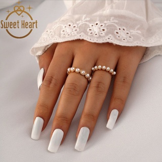 Joyería elegante temperamento perla anillo moda salvaje Simple chica Ins anillo (1)