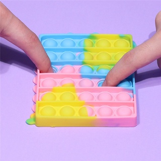 Rainbow Push Bubble Pops Fidget juguete sensorial para Autisim necesidades especiales Anti-estrés juego alivio del estrés Squish Pops It (5)