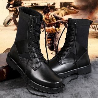 Tamaño 37-50 deporte ejército de los hombres botas tácticas al aire libre senderismo alta parte superior de combate Swat Boot de cuero de alta parte superior botas militares zapatos de senderismo botas casuales (1)