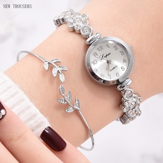 reloj de pulsera de cuarzo de oro rosa de lujo para mujer/reloj de pulsera elegante para mujer/2 piezas/conjunto de reloj mujer
