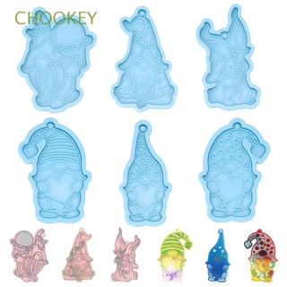 CHOOKEY Faceless Doll Christmas Keychain Molds Resin Crafts Jewelry Making Tool Garden Elves Mold Little Dwarf Candy Chocolate Pendant Cake Tools Clay Mold Merry Christmas Silicone Moulds