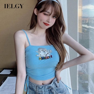 IELGY sling embroidery drawstring folds slim slimming all-match tube top bottoming top women
