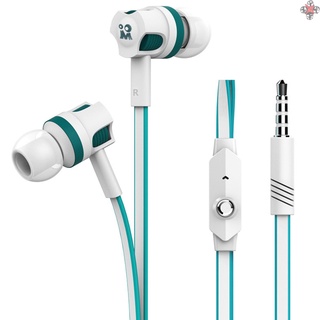 Langsdom JM26 - auriculares intrauditivos con cable, estéreo, auriculares con Contol en línea y micrófono para iOS, Android, color blanco y azul