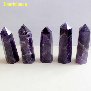 [Emprichman] púrpura sueño amatista cuarzo cristal punto de piedra curativa Hexagonal varita