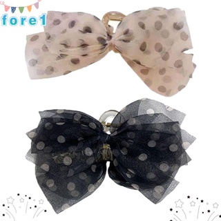 FORE 2Pcs Women Bow Dots Ponytail Holder Elegant Hairpin Hair Claw Clips Plate Hairpin Shark Clip Fashion Barrettes Hair Accessories