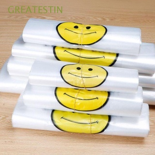 GREATESTIN 50PCS New Retail Bag Supermarket Food Packaging Plastic Handle Grocery Shop Supplies Home Wrapping Carry Out