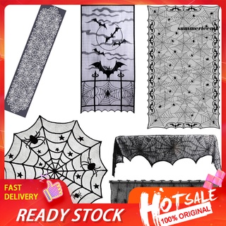 Halloween encaje Spiderweb chimenea manto bufanda mantel mantel cubierta de fiesta suministros