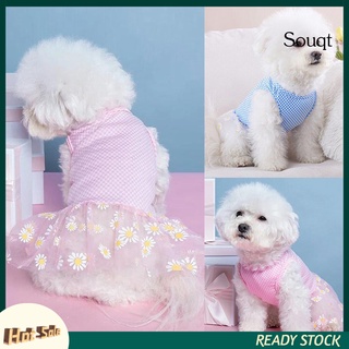 Sqgt ropa de mascotas rejillas patrón agradable a la piel transpirable mascota perros vestido de tul para verano