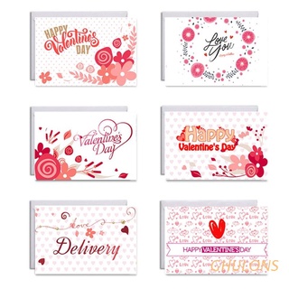 ghulons 6 unids/set feliz día de san valentín tarjetas de felicitación con sobres pegatinas love you card boda aniversario postales