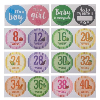 WIT 16 Pcs/Set Pregnancy Milestone Stickers Women Photography Weekly Belly Clothing Stickers Week 8 - Week 40