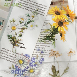 ADANES 11 Hojas/pack Pegatinas Frescas Florales Scrapbook Decoración Flores Plantas Álbum Planificador Etiqueta Decorativa