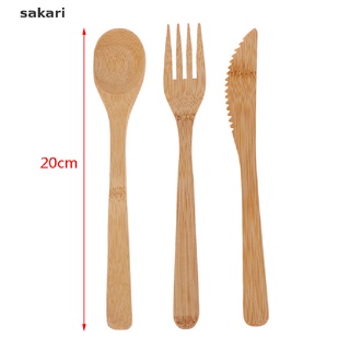 [sakari] 1 juego de cubiertos de viaje de bambú, cuchara reutilizable, herramienta de cocina [sakari] (7)