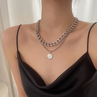 collar de cadena de plata de oro punk con pendiente de avatar multicapa a la moda para mujer joyería accesorios