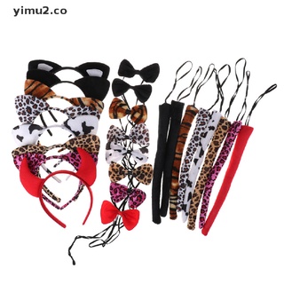 【yimu2】 Funny Black Cat Ears Headband Bow Tie Tail Set Halloween Party Costume Props 【CO】