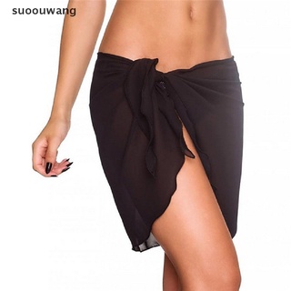 (hotsale) Women Beach Bikini Cover Up Solid Chiffon Wrap Skirt Sarong Scarf Bathing Suit {bigsale}
