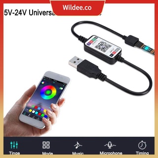 Hot Mini Wireless 5-24V Smart Phone Control RGB LED Strip Light Controller USB Cable Bluetooth 4.0 wildee.co