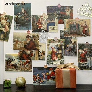 [onei] 15 pzs tarjetas postales decorativas de santa claus estilo navideño retro pared sticke.