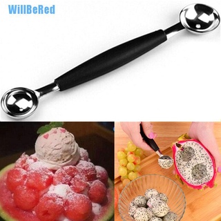 [Willbered] Bola de helado de acero inoxidable de doble extremo para helado, cuchara de frutas, herramienta de cocina [caliente]