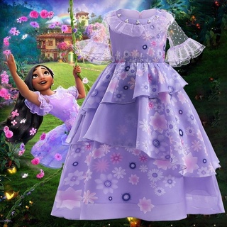 Encanto Cosplay Isabella Mirabel Charm Disfraz Púrpura Vestido Niñas Princesa De Niños Fiesta + Bolsa