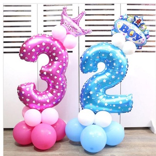 foil cumpleaños 32" boda fiesta decoración 0-9 number globo niño azul/rosa figura