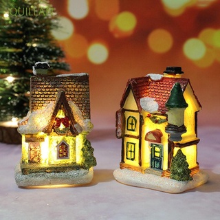 QUILLAN Hadas Jardín Casa De Pueblo Año Nuevo Decoración De Navidad Adorno Miniaturas Mini Figura Del Hogar Resina Artesanía Luz LED