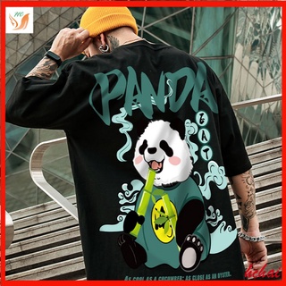 Trend W-KING [Spike]Tide Brand Boys Panda Oversize Street Style camiseta de manga corta masculina tendencia impresión camiseta suelta cuello redondo ropa de cinco puntos manga superior