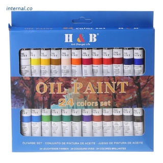 INT1 24 Colores Profesional Pintura Al Óleo Dibujo Pigmento 12ml Tubos Conjunto Artista Arte Suministros
