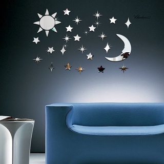 bluelans3.co sun moon stars diy espejo acrílico pared arte pegatinas extraíbles decoración del hogar (1)