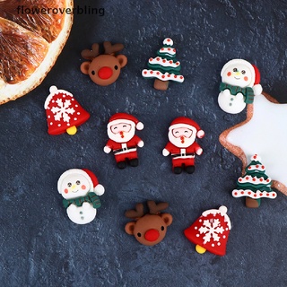 flob 10 piezas de dibujos animados de resina de santa claus fawn árbol de nieve de navidad diy accesorios decoración bling