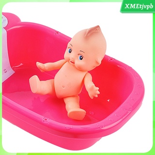 Infant Baby Shower Bathtub Toys Toddler Kids Doll Bath Tub with Sprayer for Ages 2+