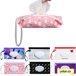 YOLAN bolsa de cosméticos útil de moda caja de pañuelos húmedos bolsa portátil bebé producto lindo Snap-correa al aire libre Flip Cover cochecito accesorios