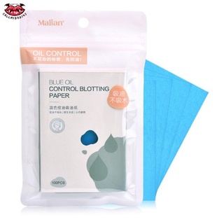 100 piezas de papel absorbente de aceite azul para control de aceite, papel de maquillaje de tejido (1)