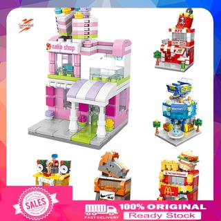 <Hand> Mini ciudad comercial modelos de calle bloques educativos de construcción juguetes de montaje