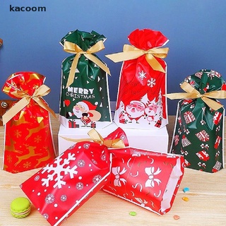 Kacoom 50x Santa Gift Bag Candy Bag Snowflake Crisp Drawstring Bag Merry Christmas CO