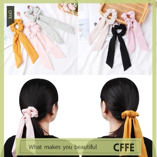 CFFE Color sólido bufanda elástica lazos de pelo cuerda cinta cuerda Scrunchie Ponytail titular Bow Streamers/Multicolor