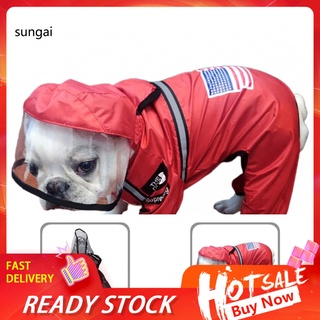 SUN_ Waterproof Dog Puppy Raincoat Transparent Cap Brim Rainwear Outdoor Pet Clothes